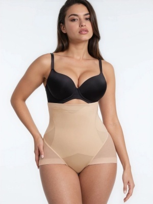 Lenjerie Modelatoare Nude / Bej cu Talie Inalta, Compresie Triplă, Cu Tije Metalice, Efect Ridicare Fese, Invizibilă Sub Rochii, Aplatizarea Abdomenului - Img 2