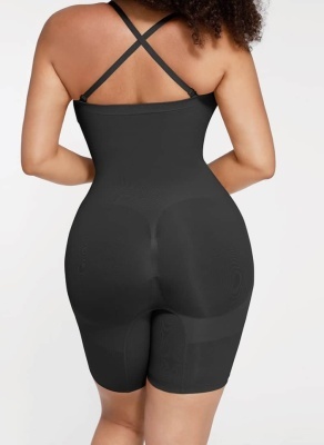 Body Modelator Ptr Femei Negru, cu Picior și Bretele Detașabile, Push-Up Fese, Subțiază Talia, Uscare Rapidă, Lenjerie Invizibilă Tip Pantaloni Scurți - Img 7