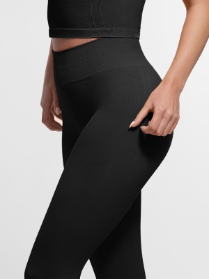 Colanți Compresivi Femei, Talie Înaltă și Ridicare Fese, Material Seamless Sport Gym , Culoare Neagră - Img 8