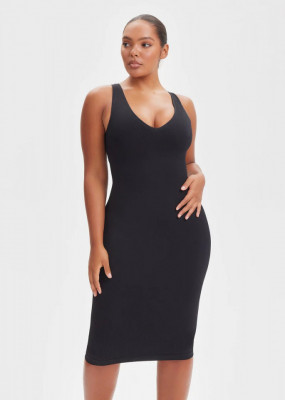 Rochie Modelatoare Decoltata , Compresie Medie Ptr Aplatizarea Abdomenului, Accentuaza Formele , Culoare Neagra - Img 2