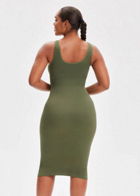 Rochie Modelatoare Decoltata , Compresie Medie Ptr Aplatizarea Abdomenului, Accentuaza Formele , Culoare Verde - Img 6