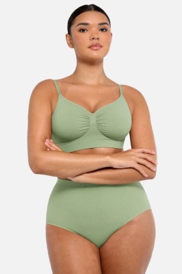 Sutien Modelator Skin Fara Cusaturi, Fara Prindere Mos si Baba, Cu Bretele Ajustabile, Culoare Verde - Img 5