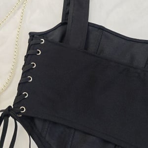 Top Corset Ajustabil cu Șireturi în Stil Negru Elegant - Combinație Perfectă de Confort și Stil Sofisticat pentru Oricare Garderobă Modernă - Img 2