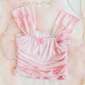Top Roz Tie-Dye Opaque - Versatil pentru Oricare Ocazie, Confortabil și Elegant, Fără Transparență.Bustiera - Img 4