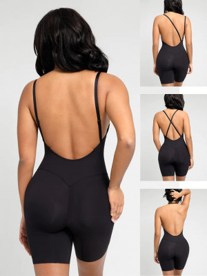 Body Modelator Cu Push UP (Bureti) Pentru Marirea Posteriorului si Coapselor , Cu spatele decoltat Black si Sutien - Img 3