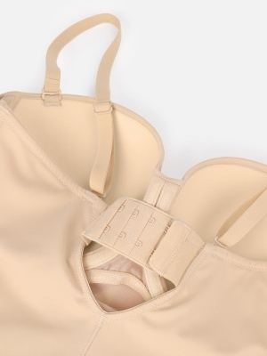 Body Tanga Modelator Dintr-o Singură Bucată, Tip Tanga cu Cupe Căptușite, Bretele Reglabile Detașabile, Talie Modelatoare, Nude / Bej - Img 7