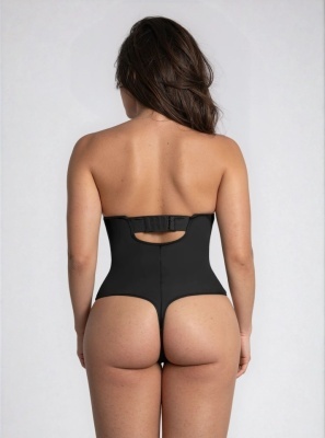 Body Tanga Modelator Dintr-o Singură Bucată, Tip Tanga cu Cupe Căptușite, Bretele Reglabile Detașabile, Talie Modelatoare, Negru - Img 10