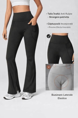 Colanti EVAZATI Negri Pentru Femei, Talie Inalta, Modelatori Cu Buzunare Laterale, Perfecti Pentru Sala, Yoga, Fitness, Alergare Sau Tinute Casual De Zi - Img 4