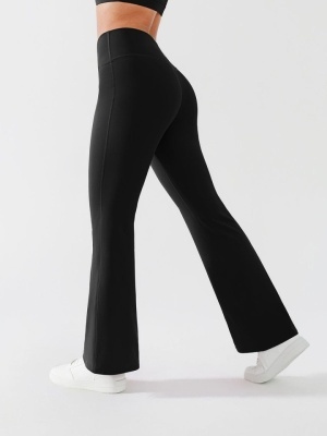 Colanti Fitness / Yoga Evazați VESP cu Talie în V și Efect Modelator, Talie Suprapusa Culoare Negru