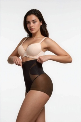 Lenjerie Modelatoare Neagră cu Talie Înaltă, Compresie Triplă, Cu Tije Metalice, Efect Ridicare Fese, Invizibilă Sub Rochii, Aplatizarea Abdomenului - Img 5