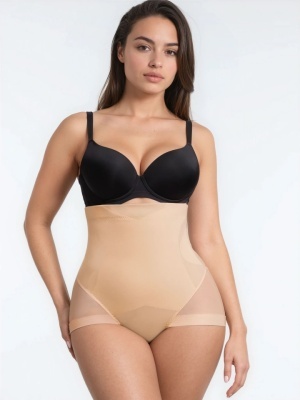 Lenjerie Modelatoare Nude / Bej cu Talie Inalta, Compresie Triplă, Cu Tije Metalice, Efect Ridicare Fese, Invizibilă Sub Rochii, Aplatizarea Abdomenului - Img 3