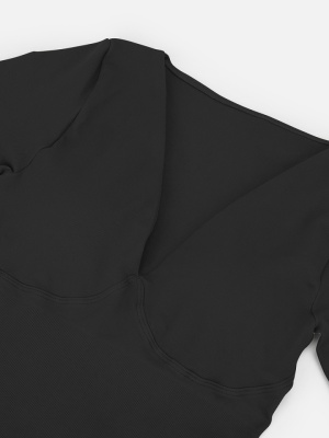 Salopeta Modelatoare Full Body Neagra, Decolteu Adanc, Control Abdomen, Maneci Lungi, Picior Lung, Fara Cusaturi, Compresie 360° pentru Silueta Sculptata - Img 6
