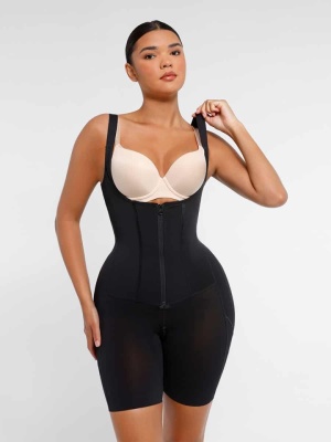 Salopeta Modelatoare Premium Faja Post Op Stage 2 – Perfecțiune în Modelare și Recuperare, Fara Sutien, Închidere cu Moș și Babă și Fermoar, Neagra - Img 4
