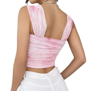 Top Roz Tie-Dye Opaque - Versatil pentru Oricare Ocazie, Confortabil și Elegant, Fără Transparență.Bustiera - Img 5