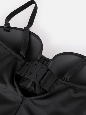 Body Tanga Modelator Dintr-o Singură Bucată, Tip Tanga cu Cupe Căptușite, Bretele Reglabile Detașabile, Talie Modelatoare, Negru - Img 7
