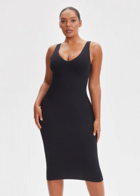 Rochie Modelatoare Decoltata , Compresie Medie Ptr Aplatizarea Abdomenului, Accentuaza Formele , Culoare Neagra - Img 4