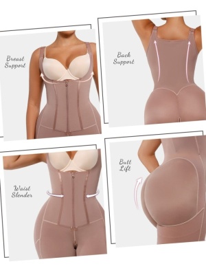 Salopeta Modelatoare Premium Faja Post Op Stage 2 – Perfecțiune în Modelare și Recuperare, Fara Sutien, Închidere cu Moș și Babă și Fermoar, Neagra - Img 9