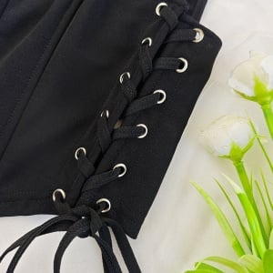 Top Corset Ajustabil cu Șireturi în Stil Negru Elegant - Combinație Perfectă de Confort și Stil Sofisticat pentru Oricare Garderobă Modernă - Img 4