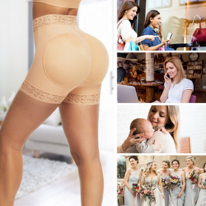 Chilot cu dantela modelator ridicarea fesieriilor cu talie inalta- Nude - Img 3