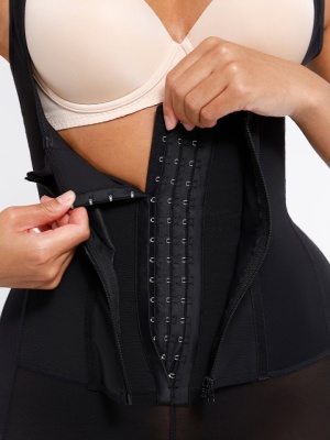 Salopeta Modelatoare Premium Faja Post Op Stage 2 – Perfecțiune în Modelare și Recuperare, Fara Sutien, Închidere cu Moș și Babă și Fermoar, Neagra - Img 2