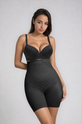 Chilot Modelator Talie Înaltă Fără Cusături cu Tehnologie Liquid Spandex, Compresie Mare, Oase Metalice, Antialunecare, Negru