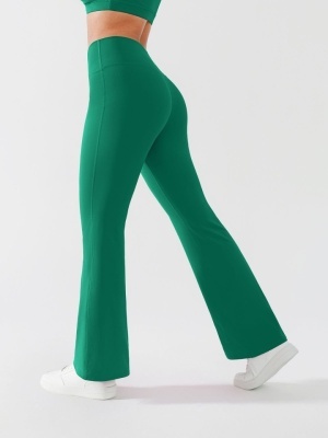 Colanti Fitness / Yoga Evazați VESP cu Talie în V și Efect Modelator, Talie Suprapusa Verde Smarald - Img 2