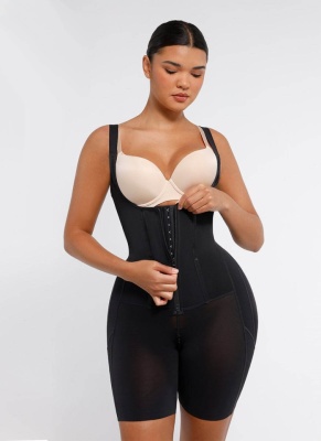 Salopeta Modelatoare Premium Faja Post Op Stage 2 – Perfecțiune în Modelare și Recuperare, Fara Sutien, Închidere cu Moș și Babă și Fermoar, Neagra - Img 1