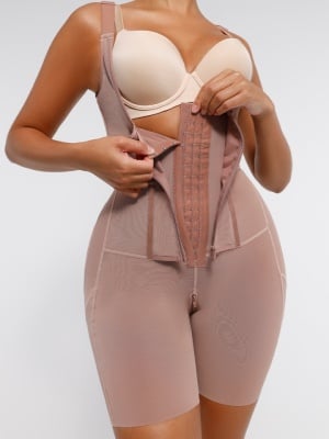 Salopeta Modelatoare Premium Faja Post Op Stage 2 – Perfecțiune în Modelare și Recuperare, Fara Sutien, Închidere cu Moș și Babă și Fermoar, Nude - Img 1