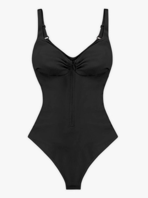 Body Modelator Femei Negru, Tummy Control, Cu Fermoar și Bretele Reglabile, Talie Subțiată, G-Slab, Spate Gol, Lenjerie Modelatoare Tip Tanga - Img 4