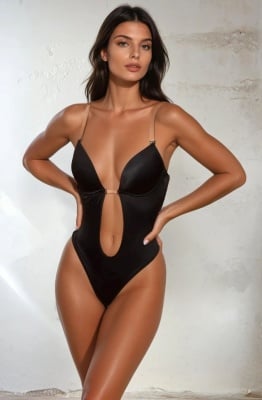 Body Modelator in forma de U fara spate Black si Sutien - Img 1