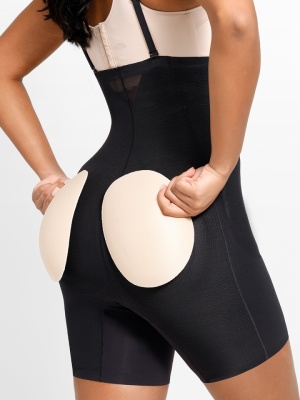 Body Modelator Push-Up Fese si Solduri Detasabil, Negru Cu Bretele si Bureti Accentuarea Formelor - Img 2