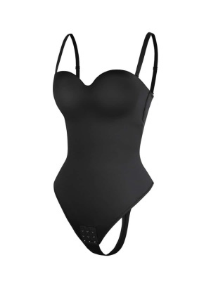 Body Tanga Modelator Dintr-o Singură Bucată, Tip Tanga cu Cupe Căptușite, Bretele Reglabile Detașabile, Talie Modelatoare, Negru - Img 8