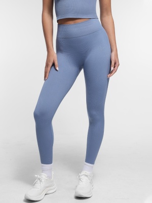Colanți Albastri Seamless cu Talie Înaltă Dublă și Efect Peach Butt – Modelatori și Confortabili - Img 5