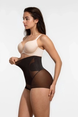 Lenjerie Modelatoare Neagră cu Talie Înaltă, Compresie Triplă, Cu Tije Metalice, Efect Ridicare Fese, Invizibilă Sub Rochii, Aplatizarea Abdomenului