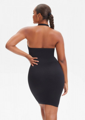 Rochie Mini Modelatoare Cu Decolteu, Rochie Scurta Ptr Aplatizarea Abdomenului, Accentuaza Formele , Culoare Neagra - Img 2
