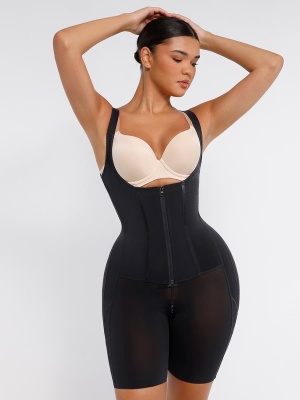 Salopeta Modelatoare Premium Faja Post Op Stage 2 – Perfecțiune în Modelare și Recuperare, Fara Sutien, Închidere cu Moș și Babă și Fermoar, Neagra - Img 5