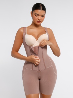 Salopeta Modelatoare Premium Faja Post Op Stage 2 – Perfecțiune în Modelare și Recuperare, Fara Sutien, Închidere cu Moș și Babă și Fermoar, Nude - Img 3