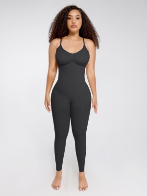 Salopetă Modelatoare Seamless SKINS – Contur Perfect, Confort Maxim-BLACK Negru - Img 2