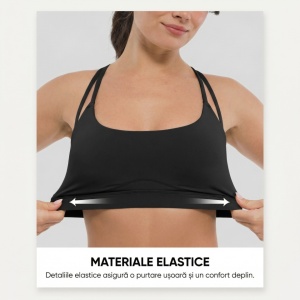 Top Sport VESP pentru Antrenament, Bustieră Fitness cu Bretele Încrucișate, Bureți Detașabili și Bandă Elastică, Roz - Img 5