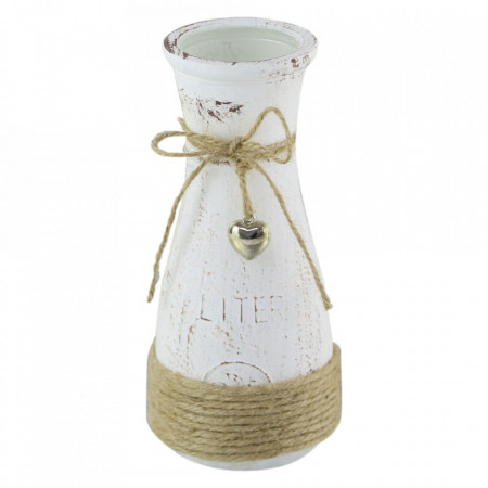 Vaza flori din sticla cu snur Liter, 17cm