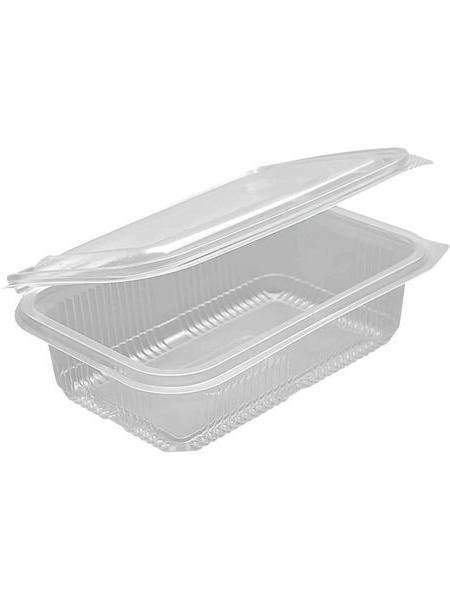 Set 100 caserole transparente din PET, cu capac atasat, 1250 ml