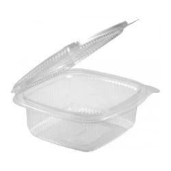 Set 100 caserole transparente din PET, cu capac atasat, 375 ml