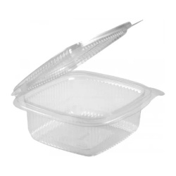 Set 100 caserole transparente din PET, cu capac atasat, 500 ml