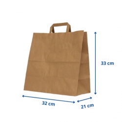 Sacosa hartie kraft cu maner interior, 32x21x33 cm, 250 buc - NATUR