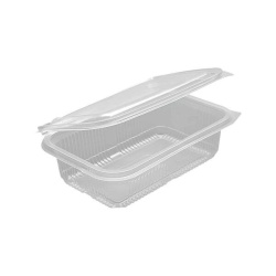 Set 100 caserole transparente din PET, cu capac atasat, 1250 ml