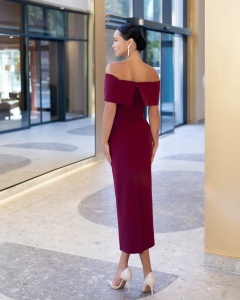 Rochie Ribbon midi - vișiniu - Img 2