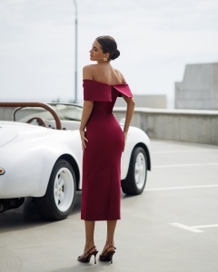 Rochie Ribbon midi - vișiniu - Img 3