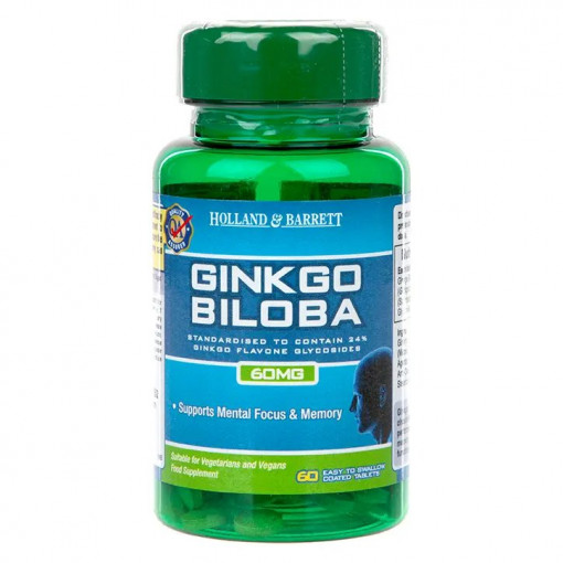 Гинко билоба (Ginkgo Biloba) 60мг 60 таблетки, H&B