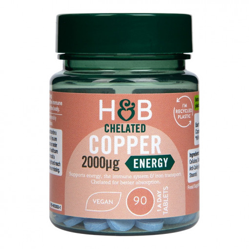 Хелатиран Мед (Chelated Copper) 2000мкг 90 таблетки, H&B