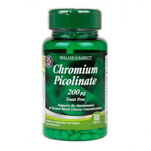 Хром (Chromium Picolinate) 200мкг 100 таблетки, H&B